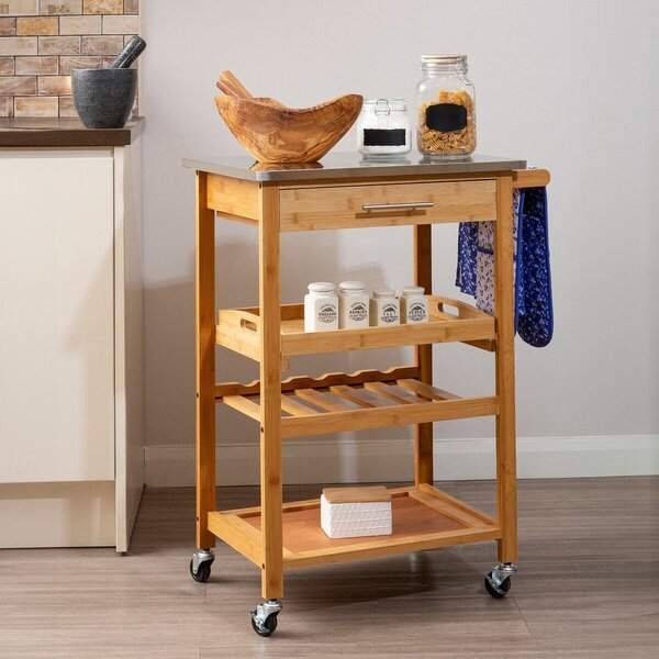 Bambusový servírovací stolek na kolečkách 41x58 cm Harlow – Premier Housewares