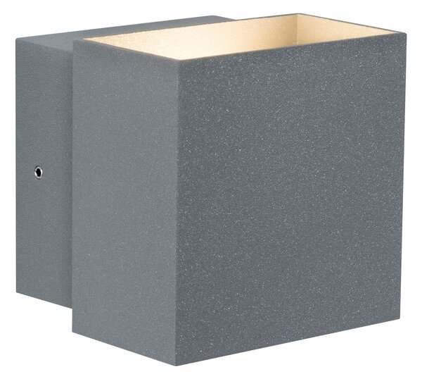 Paulmann 18002 Special Line Cybo, šedé nástěnné svítidlo se svícením nahoru-dolu, 2x3W LED 2700K, výška 9,3cm, IP65