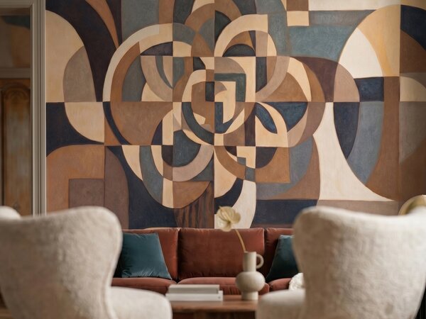 FUGU Luxusní geometrická designová tapeta abstraktní oblouky – Silent Passage Materiál: Digitální eko vlies - klasická tapeta nesamolepicí