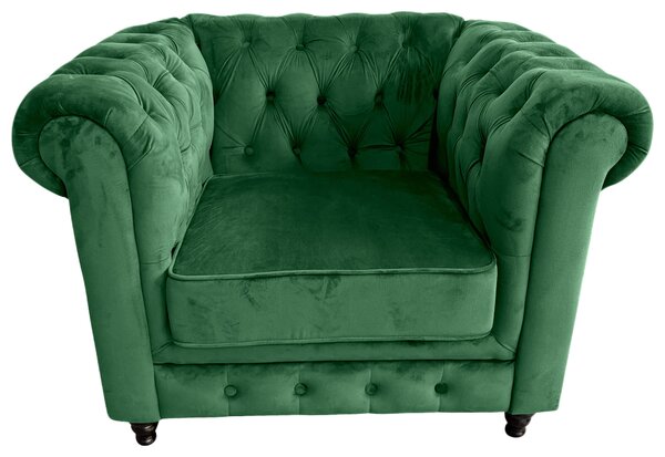 KŘESLO CHESTERFIELD, textil, zelená, černá Xora - Křesla klasická