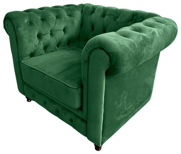 KŘESLO CHESTERFIELD, textil, zelená, černá Xora - Křesla klasická