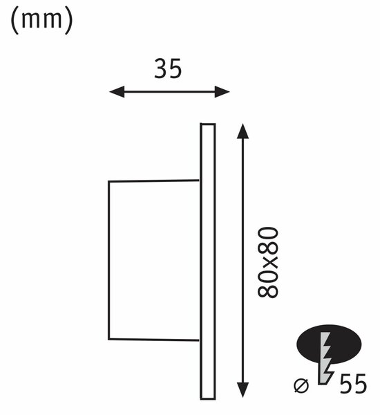PAULMANN LED vestavné svítidlo do zdi Tsaro hranaté 80x36mm 1W 230V 2700K černá mat