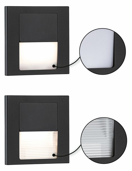 PAULMANN LED vestavné svítidlo do zdi Tsaro hranaté 80x36mm 1W 230V 2700K černá mat
