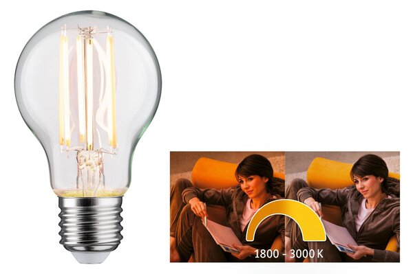 Paulmann 28776 LED žárovka, 7W LED 1800 - 3000K dim-to-warm stmívatelná, výška 10,5cm