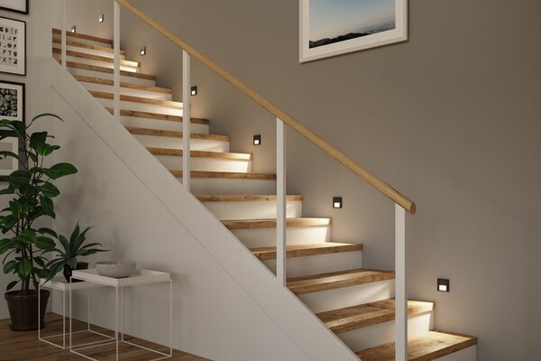 PAULMANN LED vestavné svítidlo do zdi Tsaro hranaté 80x36mm 1W 230V 2700K černá mat