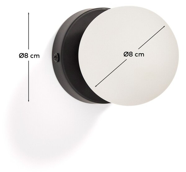 Bílé/černé kovové nástěnné svítidlo ø 8 cm Brisia – Kave Home