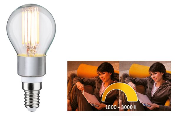 Paulmann 28778 LED žárovka Drop, 5W LED 1800 - 3000K dim-to-warm stmívatelná, výška 9,9cm