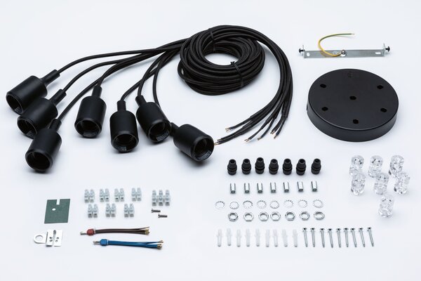 Paulmann 50390 Neordic Ketil 7, černé závěsné svítidlo se sedmi závěsy, 7x max20W E27