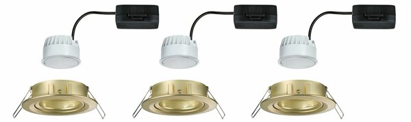 PAULMANN LED vestavné svítidlo Nova Coin 3ks sada kruhové 84mm 50° Coin 3x6W 230V 2700K zlatá mat