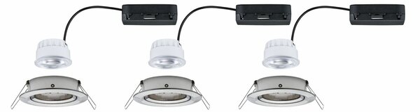 PAULMANN LED vestavné svítidlo Nova Coin 3ks sada kruhové 84mm 50° 3x2,8W 230V 4000K kov kartáčovaný