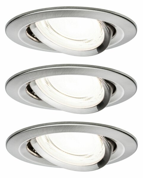 PAULMANN LED vestavné svítidlo Nova Coin 3ks sada kruhové 84mm 50° 3x2,8W 230V 4000K kov kartáčovaný
