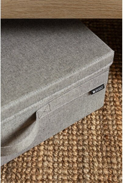 Šedý látkový úložný box s víkem 46x56x16 cm Soft Storage Low – Bigso