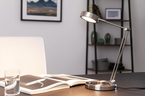 Paulmann 70245 Zed LED, stolní LED lampa, 1x6,7W LED, kartáčovaný kov, výška 47.5cm