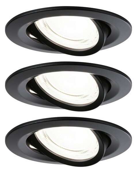PAULMANN LED vestavné svítidlo Nova Coin 3ks sada kruhové 84mm 50° 3x2,8W 230V 4000K černá mat
