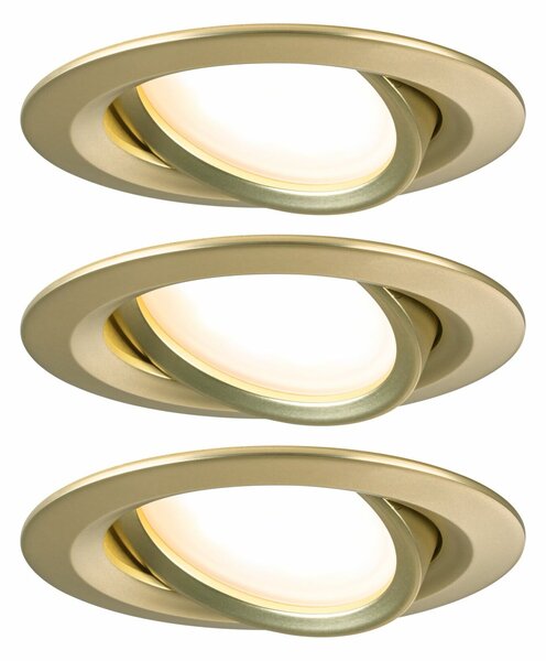 PAULMANN LED vestavné svítidlo Nova Coin 3ks sada kruhové 84mm 50° Coin 3x6W 230V 2700K zlatá mat