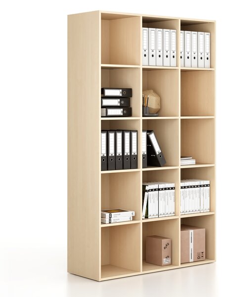 Regál FRAME, vysoký, 3 sloupce, 2162 x 1299 x 450 mm, bříza