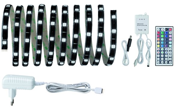 Paulmann 70322 YourLED Basic Set, rozšířitelný set 300cm LED pásky včetně dálkového ovladače, napaječe a kabeláže, 28,8W, RGB