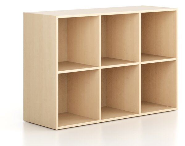 Regál FRAME, nízký, 3 sloupce, 881 x 1299 x 450 mm, bříza