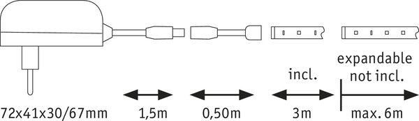 Paulmann ECO Basic Set, LED pásek s napáječem 6,8W LED, 300cm, 3000K