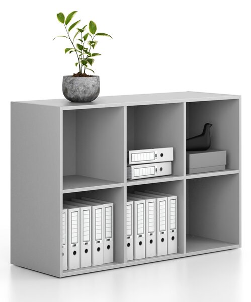 Regál FRAME, nízký, 3 sloupce, 881 x 1299 x 450 mm, šedá