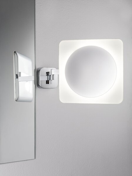 Paulmann 70468 Bela, osvětlené kosmetické zrcátko s 3 x zoom, 5,7W LED 3000K , chrom, 23x23cm