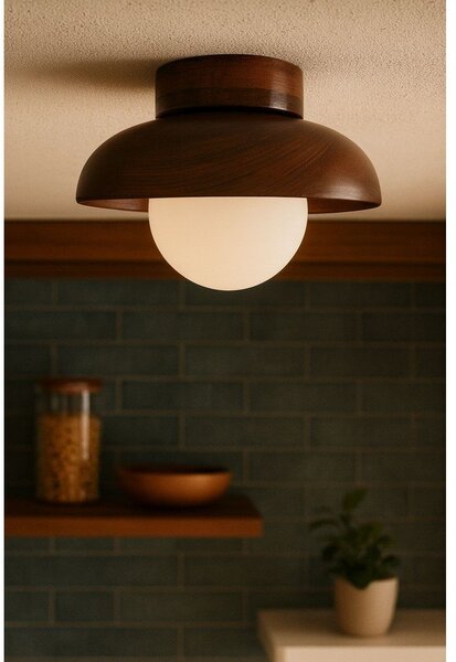 Hnědé stropní svítidlo se skleněným stínidlem ø 24 cm Elsa – Opviq lights