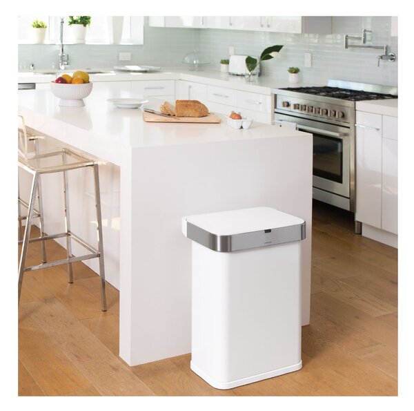 Simplehuman bezdotykový odpadkový koš SENSOR, 58 L, hlasové ovládání, bílá ocel