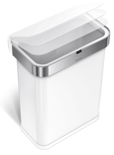 Simplehuman bezdotykový odpadkový koš SENSOR, 58 L, hlasové ovládání, bílá ocel