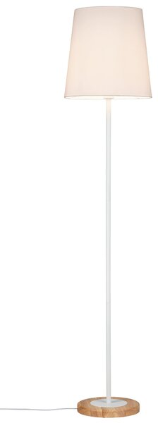 Paulmann 79634 Stellan, stojací lampia ze dřeva, kovu a bílé látky, 1x20W LED E27, výška 161cm