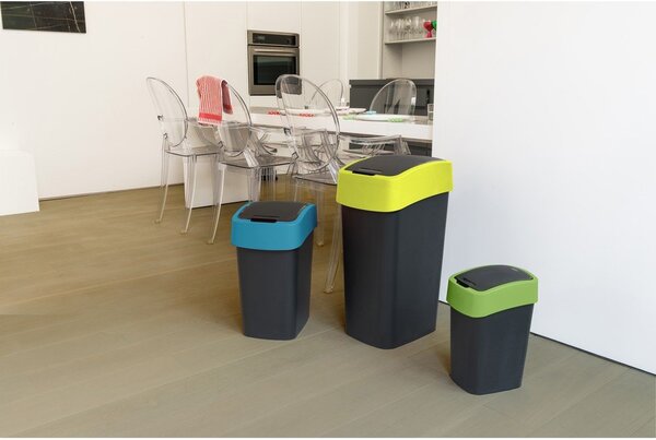 Černý/modrý plastový odpadkový koš na tříděný odpad 45 l Flip Bin – Curver
