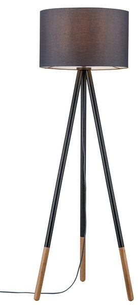 Paulmann 79633 Neordic Rurik, stojací lampička ze dřeva a látky, 20W LED E27, výška 153cm