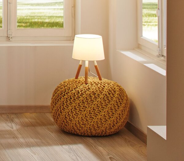 Paulmann 79646 Neordic Berit, stolní lampička ze dřeva a látky, 20W LED E27, výška 31cm