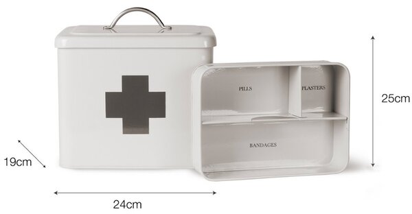 Garden Trading Kovový organizér na léky First Aid - Chalk GAT107