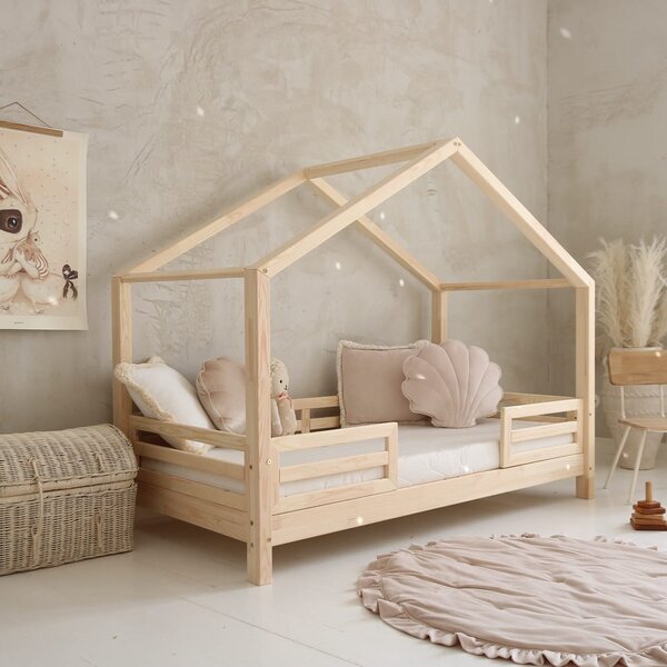 Domečková postel Housebed Fello duo Velikost spací plochy: 120x60, Barva: přírodní dřevo, Výška nožiček: nohy 1 cm