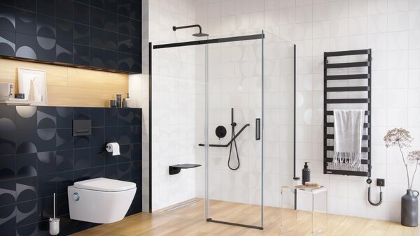 Excellent Meteor koupelnový radiátor designově 137x50 cm černá GREX.ME137.BL
