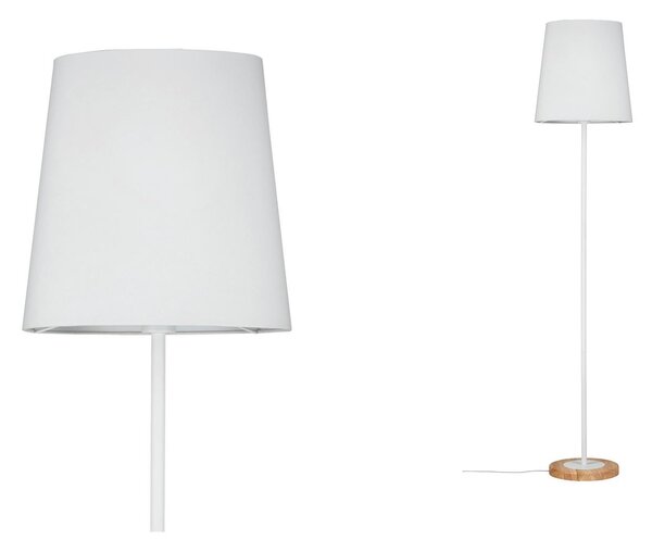 Paulmann 79634 Stellan, stojací lampia ze dřeva, kovu a bílé látky, 1x20W LED E27, výška 161cm