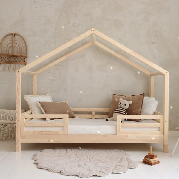 Domečková postel Housebed Fello duo Velikost spací plochy: 120x60, Barva: přírodní dřevo, Výška nožiček: nohy 1 cm