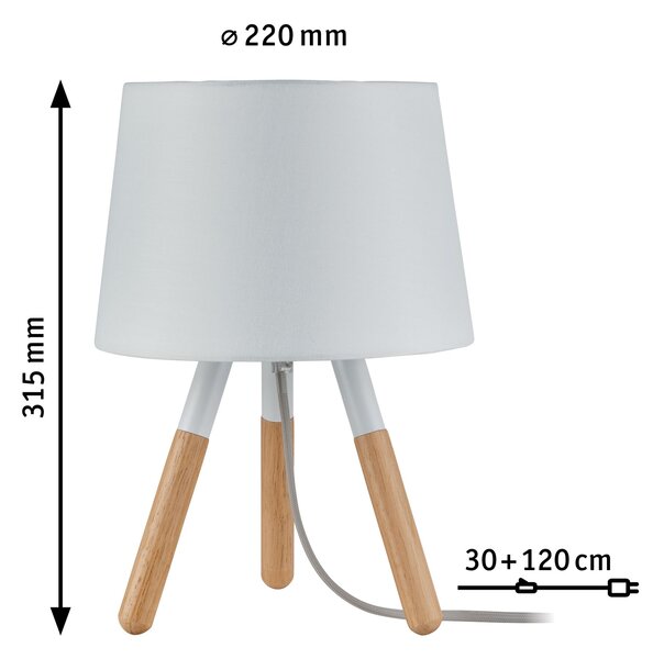 Paulmann 79646 Neordic Berit, stolní lampička ze dřeva a látky, 20W LED E27, výška 31cm