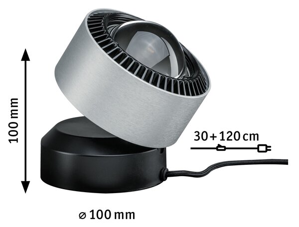 Paulmann 79718 Aldan, stolní lampa, 3,5W LED 2700K stmívatelné, černá/broušený hliník, výška 10cm