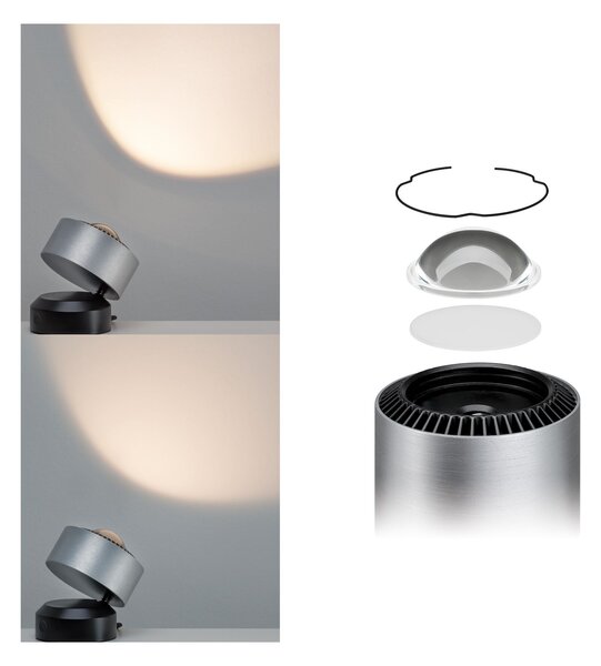 Paulmann 79718 Aldan, stolní lampa, 3,5W LED 2700K stmívatelné, černá/broušený hliník, výška 10cm