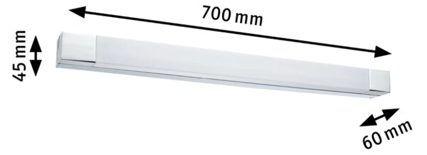 Paulmann 79715 Quasar, hranaté svítidlo nad zrcadlo do koupelny, 10,5W LED 3000K, délka 70cm, IP44
