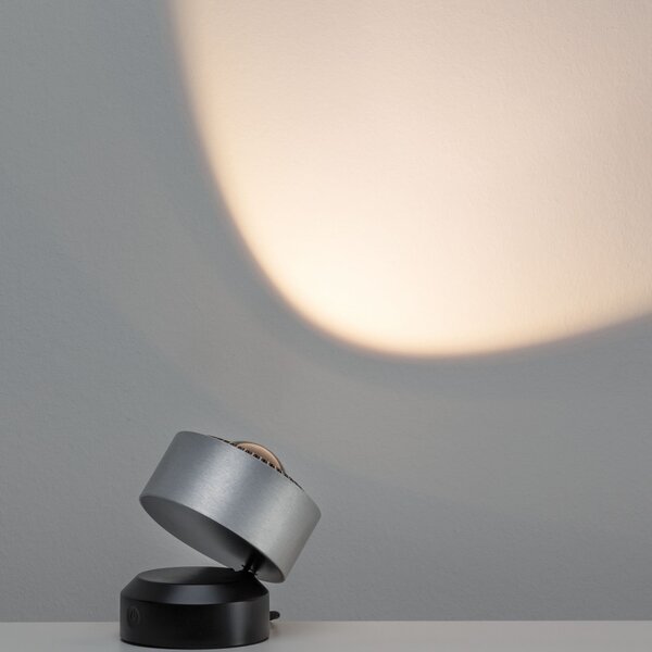 Paulmann 79718 Aldan, stolní lampa, 3,5W LED 2700K stmívatelné, černá/broušený hliník, výška 10cm