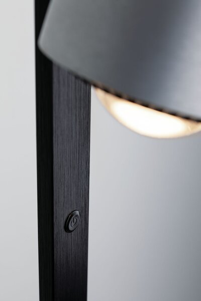 Paulmann 79717 Aldan, stojací lampa s dotykovým stmívačem, 17W LED 2700K stmívatelné, černá/broušený hliník, výška 112 až 157cm