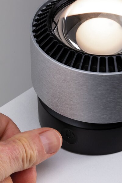Paulmann 79718 Aldan, stolní lampa, 3,5W LED 2700K stmívatelné, černá/broušený hliník, výška 10cm