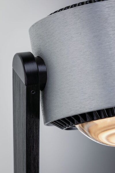 Paulmann 79717 Aldan, stojací lampa s dotykovým stmívačem, 17W LED 2700K stmívatelné, černá/broušený hliník, výška 112 až 157cm