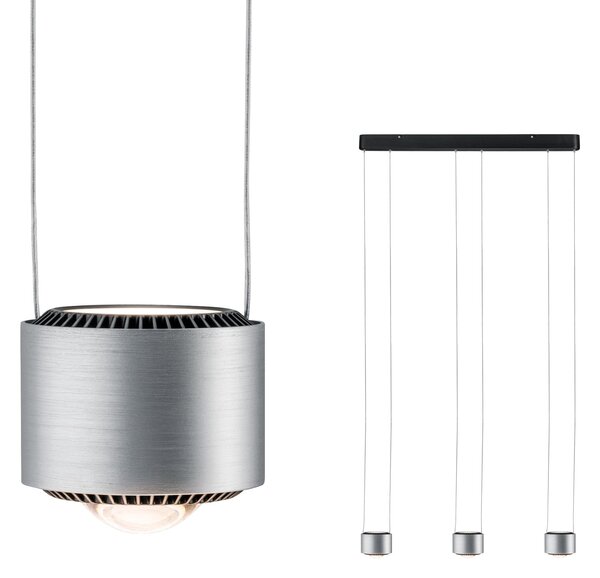 Paulmann 79720 Aldan, závěsné svítidlo, 3x13W LED 2700K stmívatelné, broušený hliník, šířka 67cm