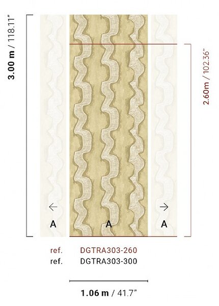 Vliesová obrazová tapeta na zeď, zlatá, béžová, vlnky, DGTRA303-260, Traces, Masureel