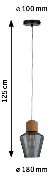 Paulmann 79740 Edla, závěsné svítidlo z korku a kouřového skla, 1x20W E27, prům. 18cm
