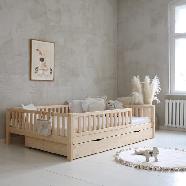 Dětská postel Basic love 200x140 cm se šuplíkem - přírodní