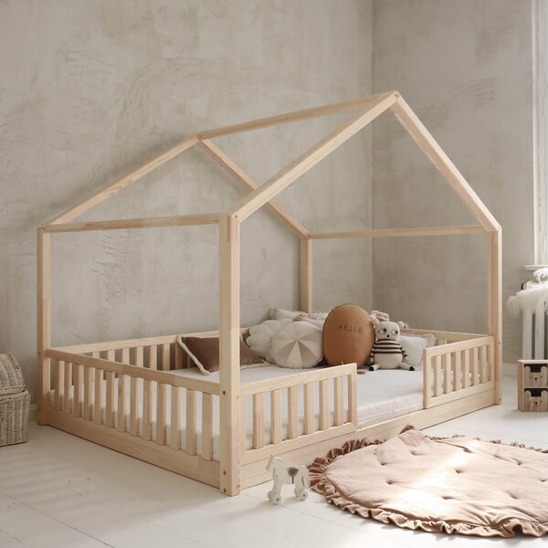 Domečková postel Housebed duo 200x140 cm - bezbarvý lak